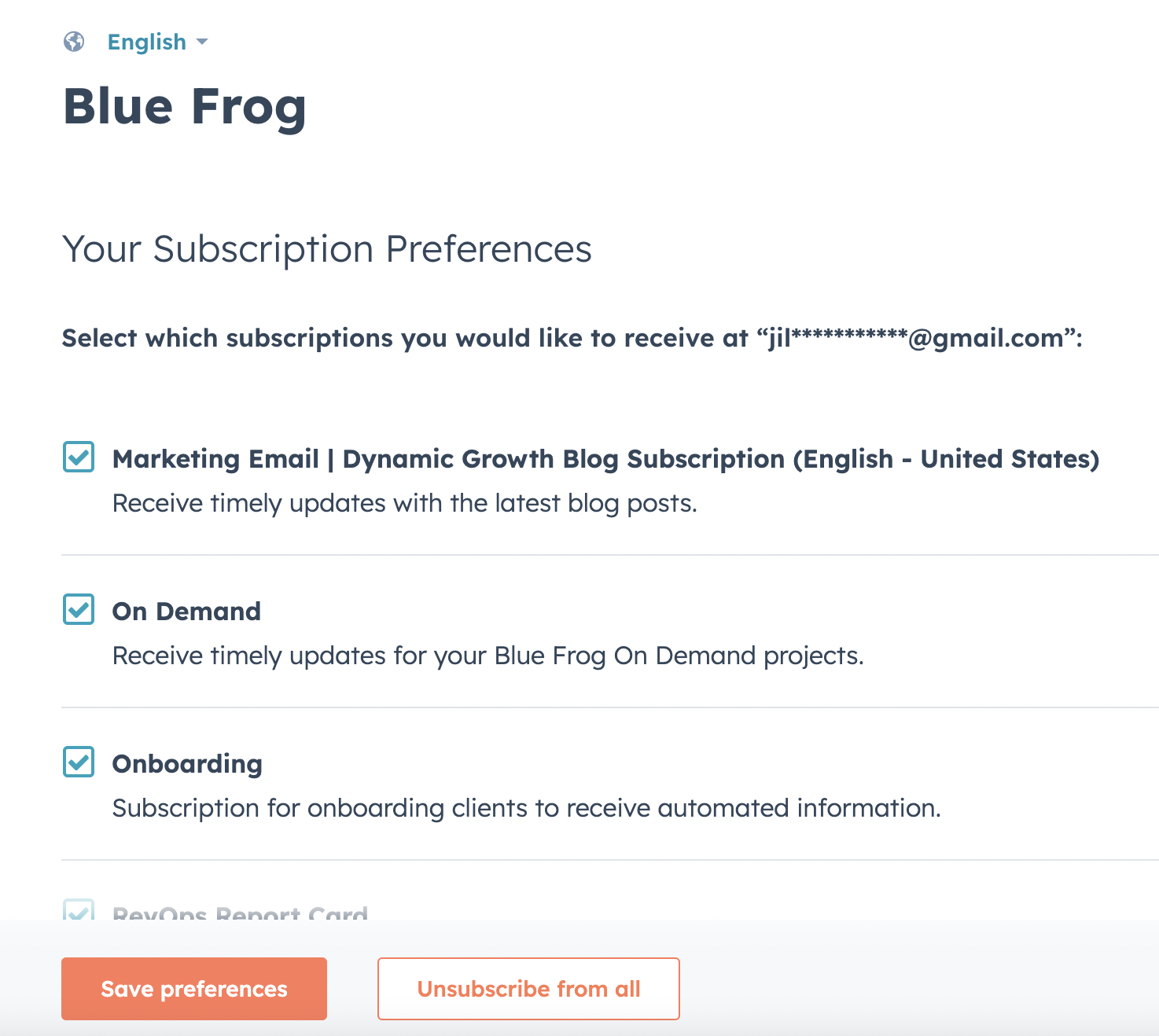 example subscription preference sales email link